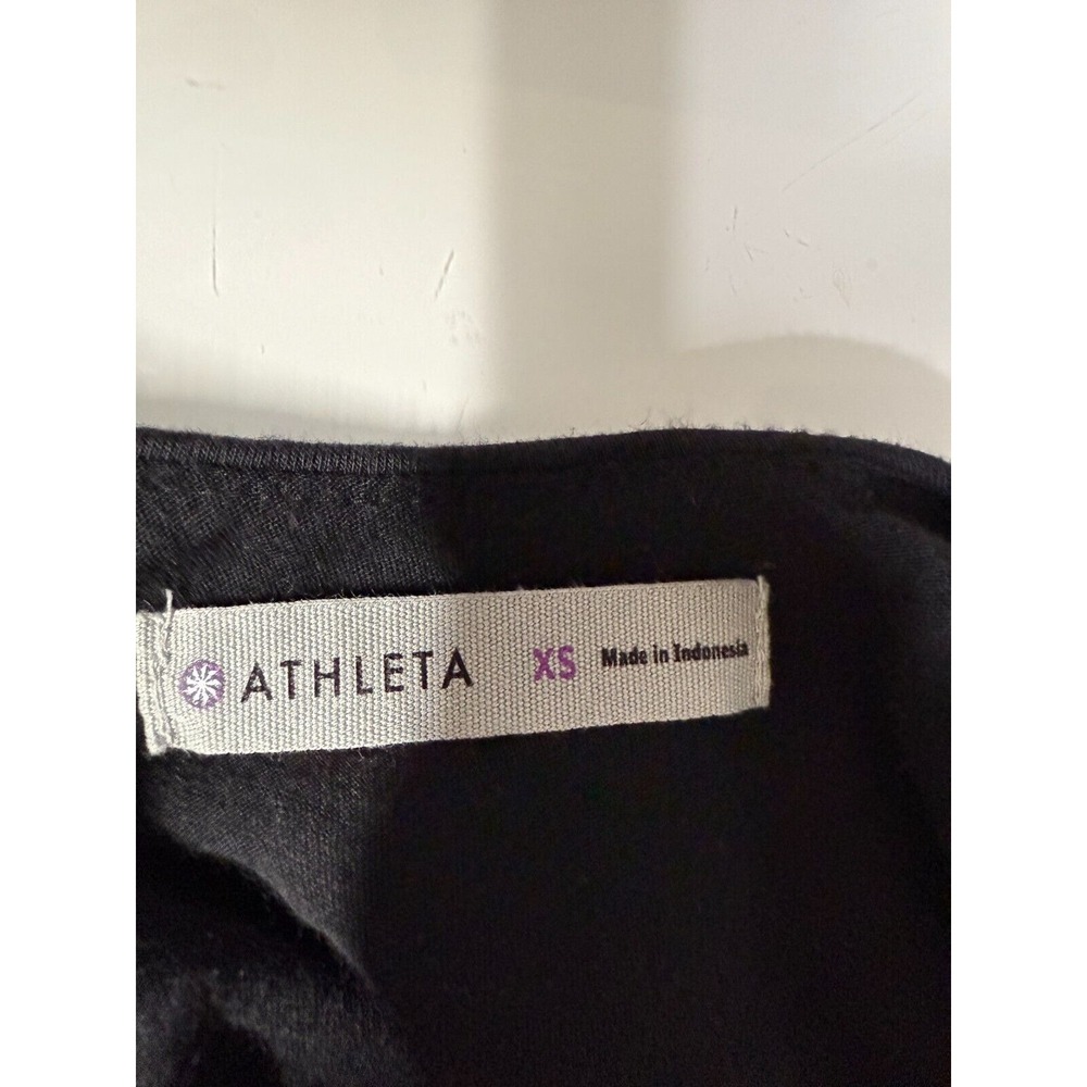 Athleta Black Pima Cotton Midi Soft Tank Dress‎ XS Ruched Stretch Minimalist - Picture 3 of 4